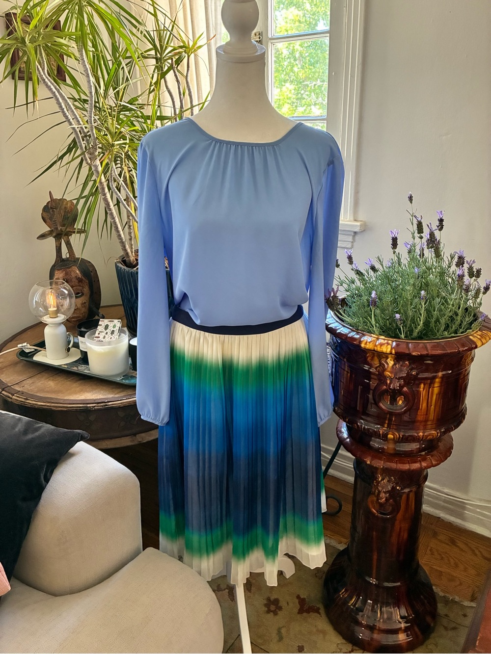 French connection ombré blue green and white skirt